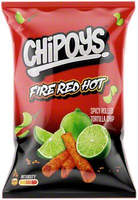 FIRE RED HOT ROLLED TORTILLA CHIPS