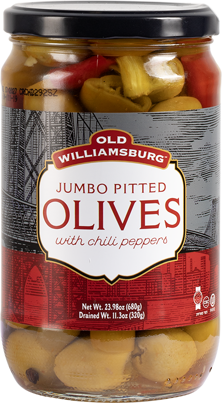 JUMBO PITTED OLIVES WITH CHILI PEPPERS