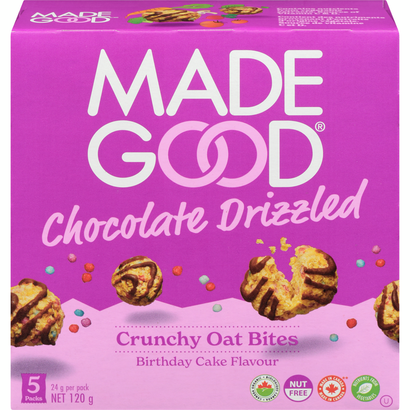 DRIZZLED OAT BITES BIRTHDAY CAKE