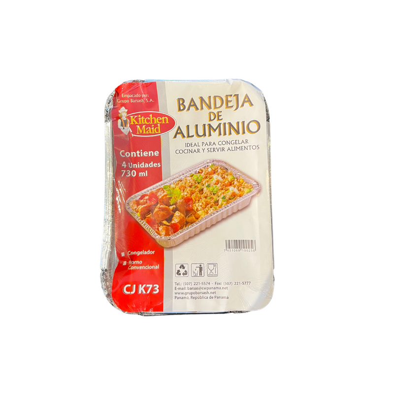 BANDEJA DE ALUMINIO 4 UNIDADES CON TAPA 730ML