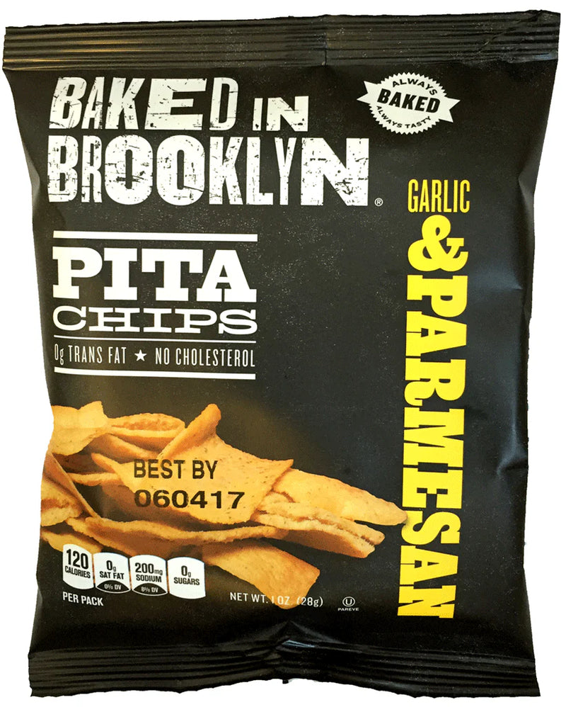 BAKED IN BROOKLYN GARLIC AND PARMESANT PITA CHIPS