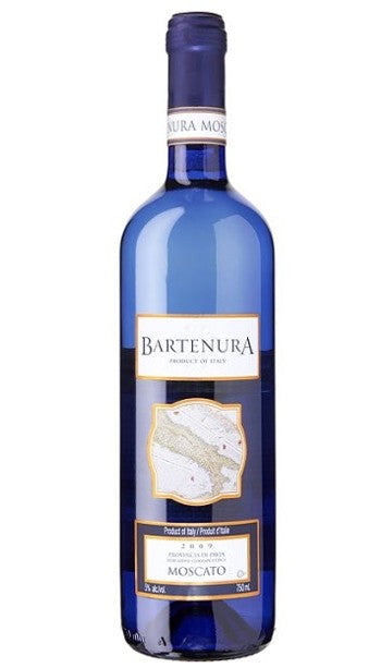 BARTENURA MOSCATO (BLUE BOTTLE) 750ML COUNTRY OF ORIGIN ITALY VOL ALCOHOL 5%